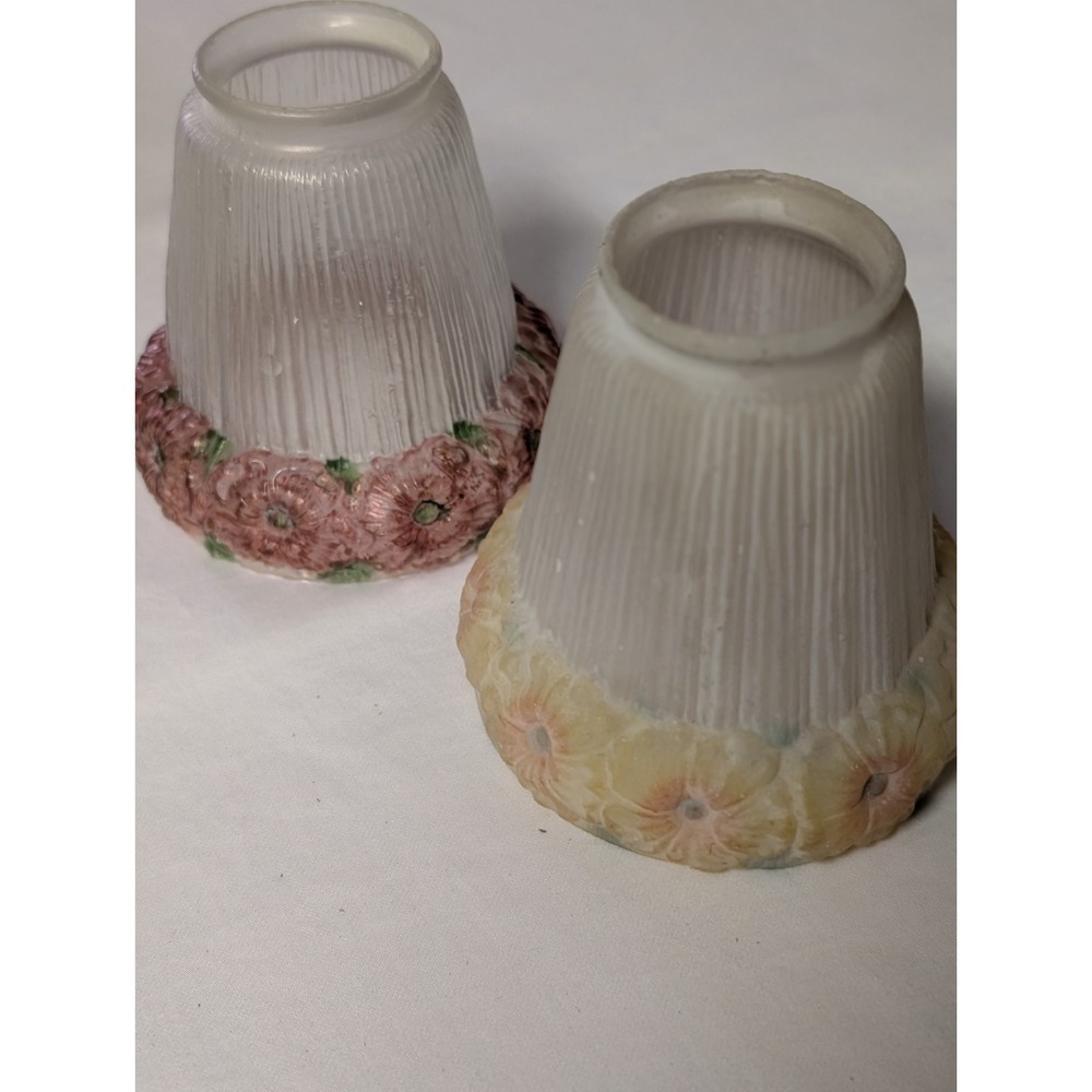 Set of 2 Vintage Hand-painted Frosted Lampshades DIY Fairy Lamps for Home Decor